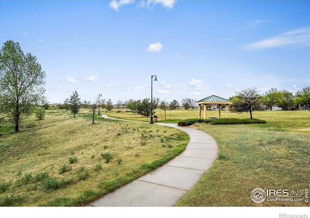view of property's community featuring a gazebo and a yard