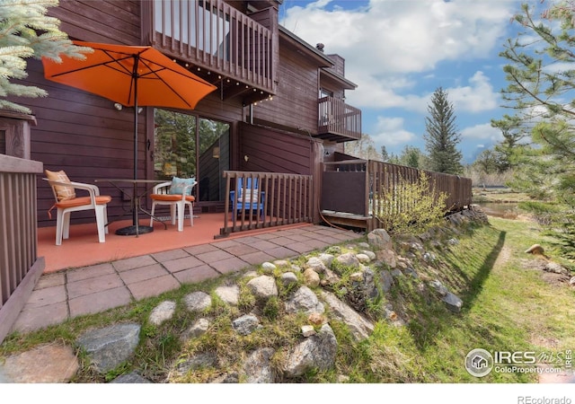 620 Macgregor Ave Unit 2, Estes Park, CO 80517 - view of yard featuring a balcony and a patio
