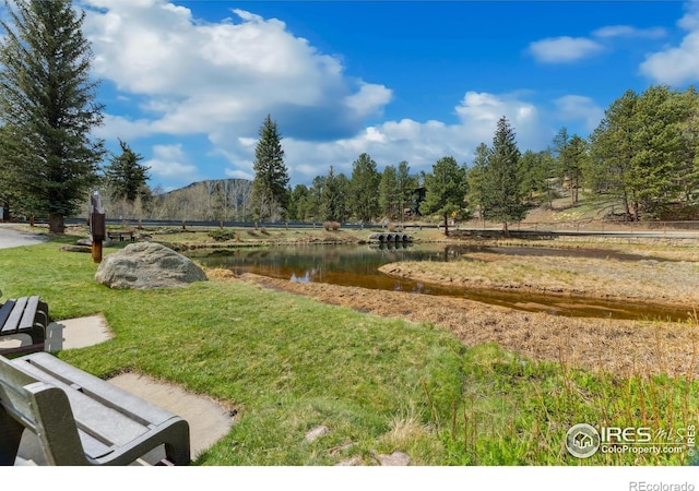 620 Macgregor Ave Unit 2, Estes Park, CO 80517 - view of grassy yard with a water and mountain view