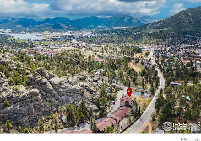 620 Macgregor Ave Unit 2, Estes Park, CO 80517 - aerial overview of property's location featuring a water and mountain view
