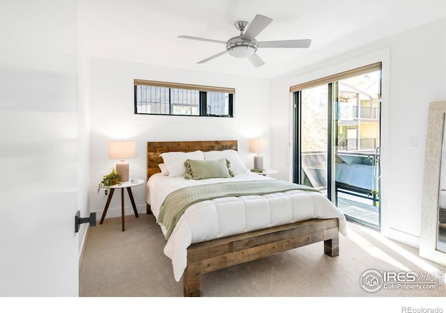1838 22nd St, Boulder, CO 80302 - carpeted bedroom featuring access to outside and a ceiling fan