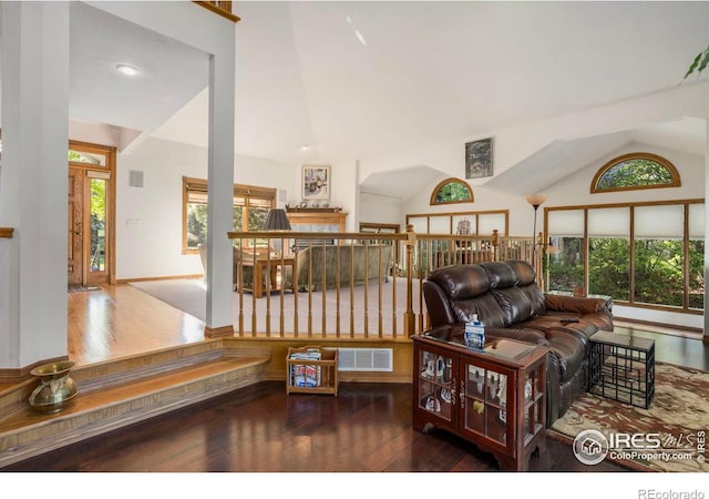 7309 Didrickson Ct, Fort Collins, CO 80528 - living room featuring wood-type flooring and vaulted ceiling