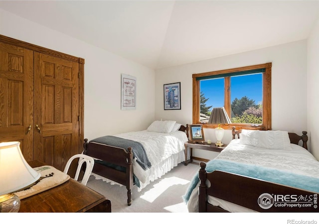 7309 Didrickson Ct, Fort Collins, CO 80528 - bedroom featuring carpet flooring and vaulted ceiling