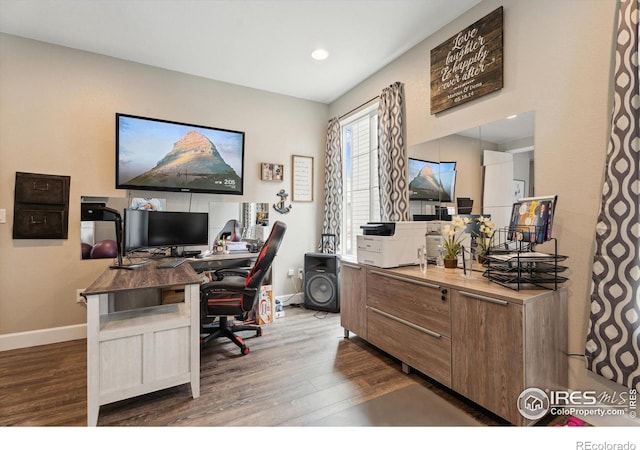25190 E Nova Pl, Aurora, CO 80016 - office space featuring dark wood finished floors, baseboards, and recessed lighting