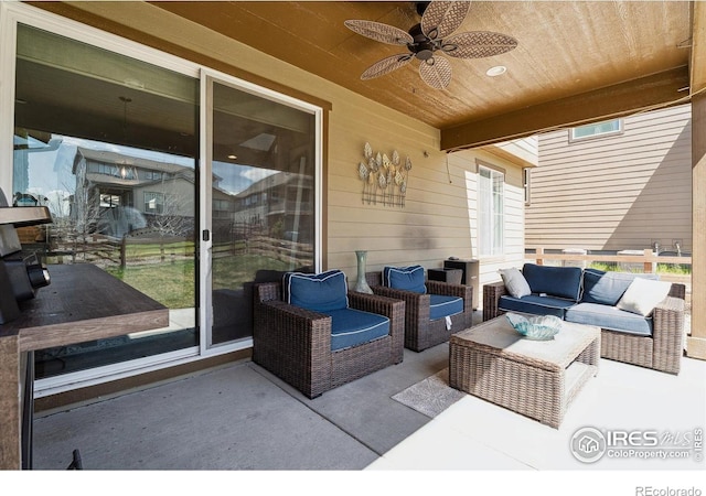 25190 E Nova Pl, Aurora, CO 80016 - view of patio / terrace featuring a ceiling fan and an outdoor hangout area