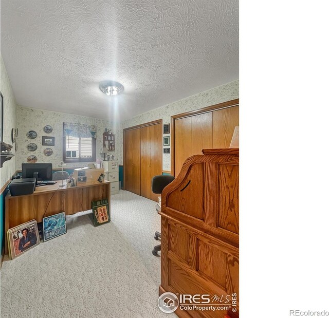 1145 S Bowman Ave, Holyoke, CO 80734 - carpeted office space with wallpapered walls and a textured ceiling