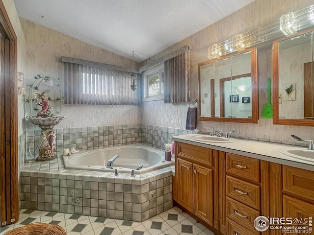 1145 S Bowman Ave, Holyoke, CO 80734 - full bath with a bath, vaulted ceiling, double vanity, and tile patterned flooring