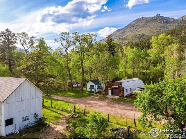 view from above of property featuring a mountainous background