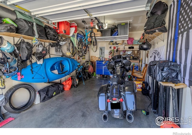 garage featuring electric panel