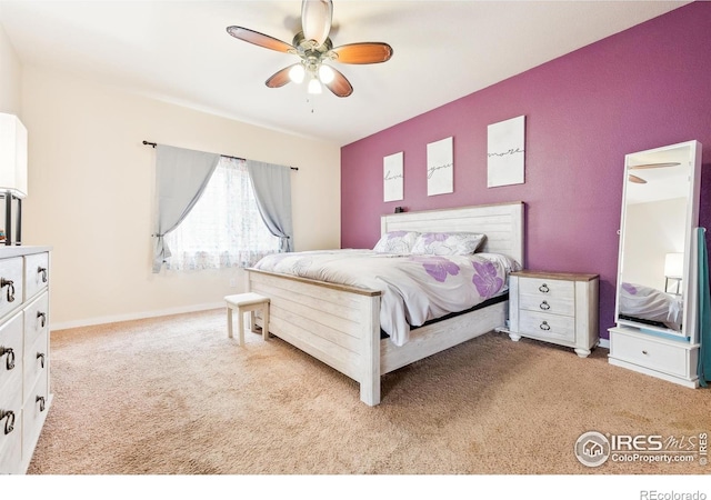 1458 S Dusk Dr, Milliken, CO 80543 - bedroom with light colored carpet and a ceiling fan