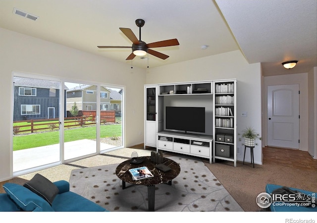8516 8th St, Greeley, CO 80634 - carpeted living room with ceiling fan