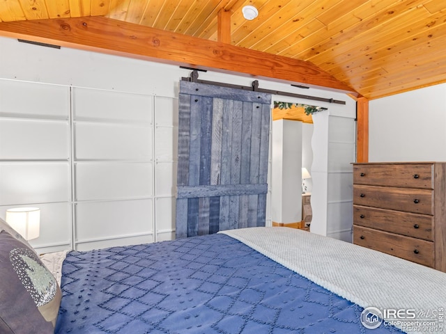 1221 Griffith Ct, Estes Park, CO 80517 - bedroom featuring lofted ceiling and wood ceiling