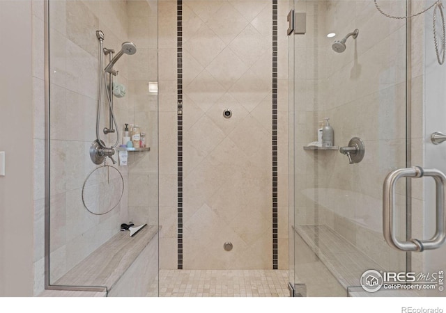 bathroom featuring a stall shower