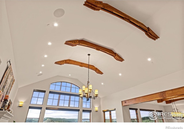 detailed view of recessed lighting and a chandelier