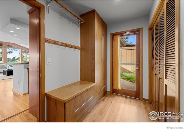 560 Northstar Ct, Boulder, CO 80304 - mudroom with light wood finished floors, plenty of natural light, recessed lighting, and baseboards