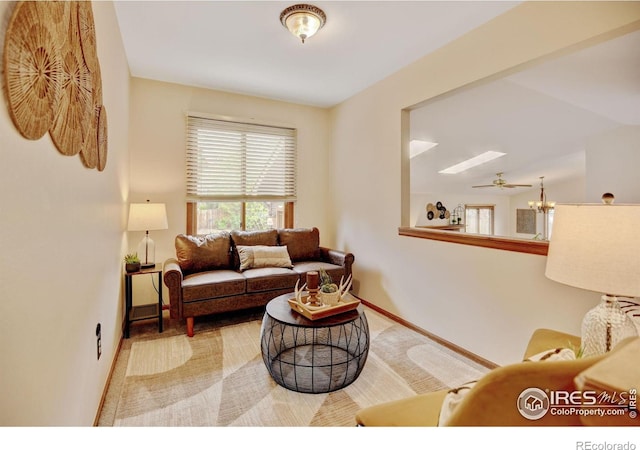 living area with baseboards