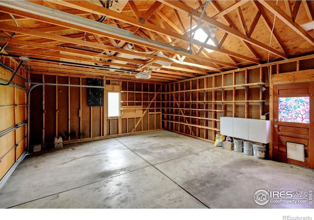 garage with a garage door opener