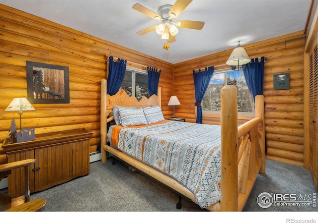 1810 N Ridge Ln, Estes Park, CO 80517 - carpeted bedroom with rustic walls