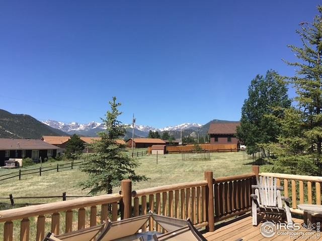 1810 N Ridge Ln, Estes Park, CO 80517 - wooden terrace featuring a mountain view