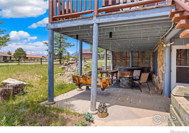 1810 N Ridge Ln, Estes Park, CO 80517 - patio / terrace featuring an outdoor fire pit and a patio