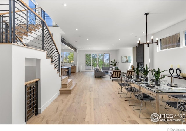 2814 3rd St, Boulder, CO 80304 - dining area featuring stairway, wood finished floors, recessed lighting, and baseboards