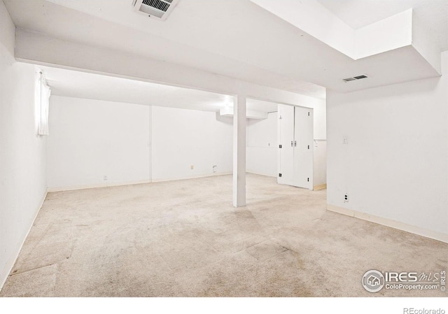 finished basement featuring carpet floors