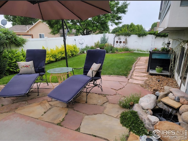 3705 Mount Spalding St, Wellington, CO 80549 - fenced backyard with a patio area and outdoor dining space