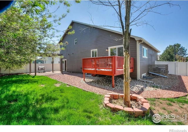 3530 Homestead Dr, Mead, CO 80542 - back of house with a wooden deck