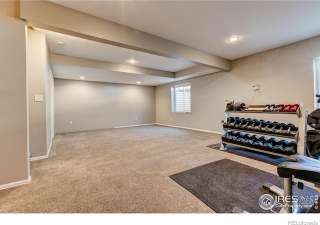 3530 Homestead Dr, Mead, CO 80542 - exercise area with carpet flooring, baseboards, and recessed lighting