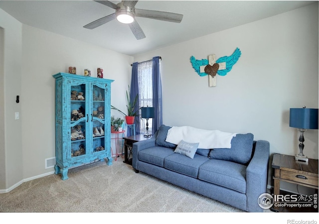 1318 Chamois Dr, Severance, CO 80550 - living area with carpet and ceiling fan