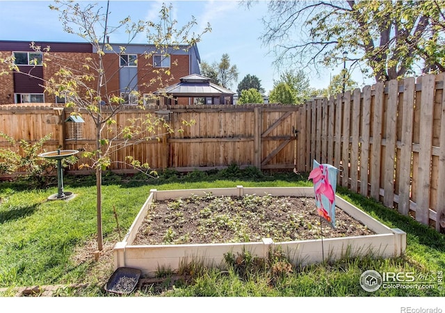 11656 Logan St, Northglenn, CO 80233 - view of yard with a vegetable garden and a gate