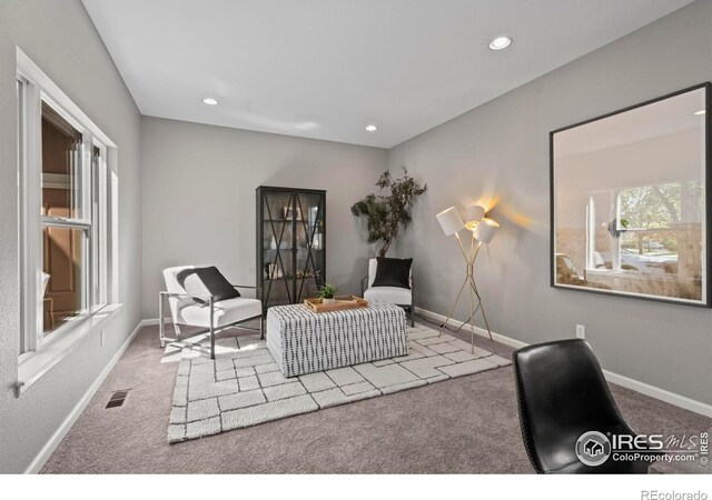 2458 Vale Way, Erie, CO 80516 - living area featuring carpet floors, baseboards, and recessed lighting