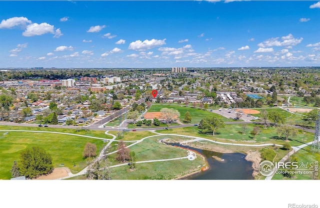 aerial overview of property's location featuring a nearby body of water