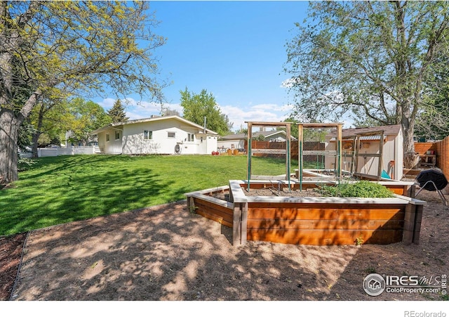 view of yard featuring a vegetable garden
