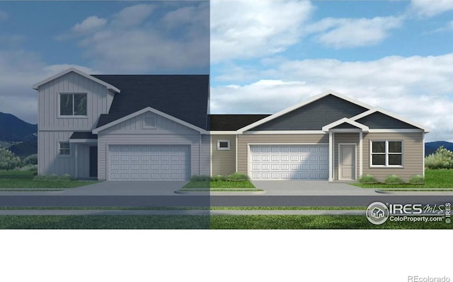7167 Gateway Crossing St, Wellington, CO 80549 - view of front of house featuring a garage, concrete driveway, and board and batten siding