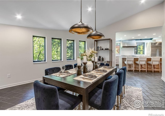 505 Geneva Ave, Boulder, CO 80302 - dining area with plenty of natural light, lofted ceiling, recessed lighting, and baseboards