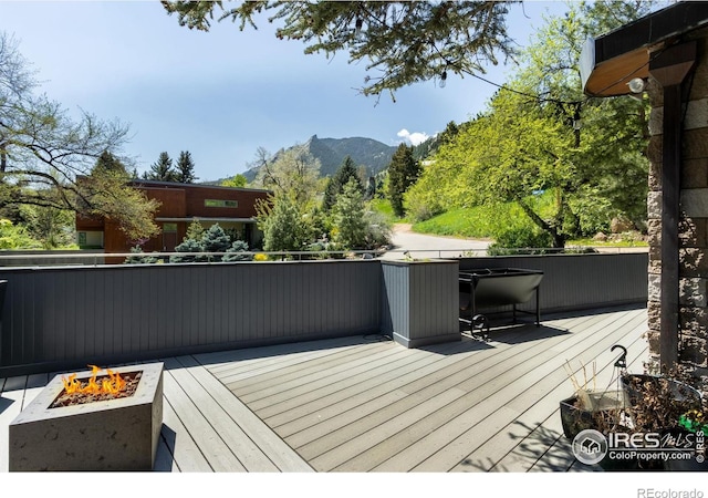 505 Geneva Ave, Boulder, CO 80302 - deck featuring a fire pit and a mountain view