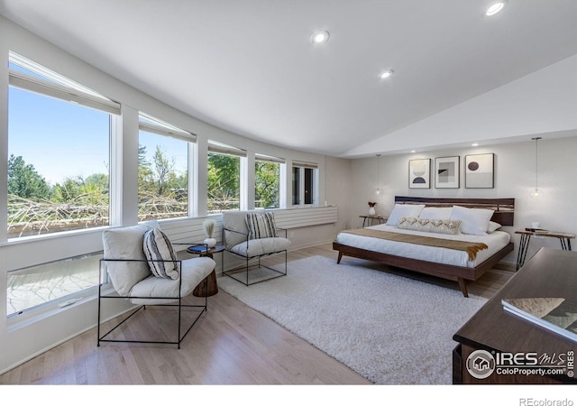 505 Geneva Ave, Boulder, CO 80302 - bedroom featuring wood finished floors, lofted ceiling, and recessed lighting