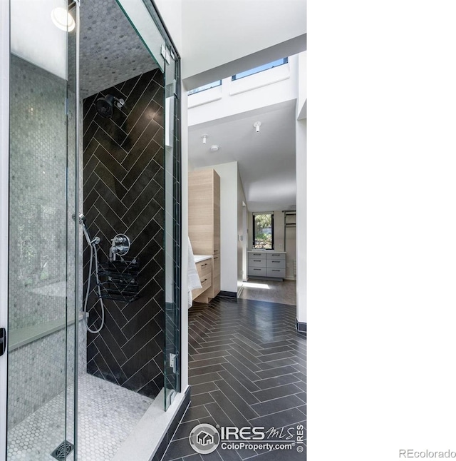 505 Geneva Ave, Boulder, CO 80302 - full bath featuring a shower stall and tile patterned flooring