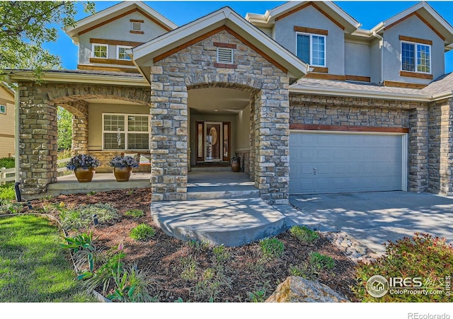 14180 Whitney Cir, Broomfield, CO 80023 - craftsman inspired home featuring stucco siding, stone siding, a garage, and concrete driveway
