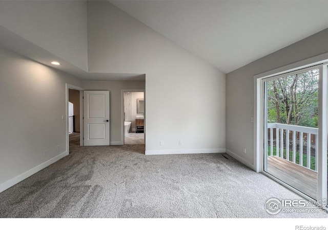 5978 Scotswood Ct, Boulder, CO 80301 - carpeted spare room with baseboards, recessed lighting, and high vaulted ceiling