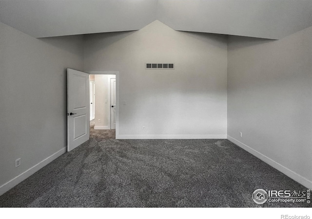 5978 Scotswood Ct, Boulder, CO 80301 - unfurnished room with vaulted ceiling, carpet flooring, and baseboards