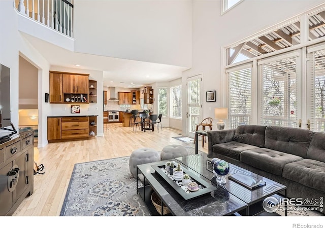 933 Xenon Ct, Golden, CO 80401 - living area with light wood-style flooring and a high ceiling