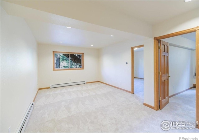 101 Spruce St, Jamestown, CO 80455 - spare room with a baseboard heating unit, carpet, baseboards, and recessed lighting
