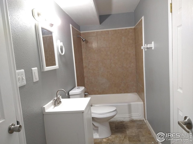 full bathroom with toilet, shower / bath combination, and vanity