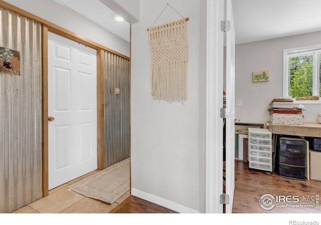 3100 Denton Ave, Boulder, CO 80303 - corridor with wood finished floors, baseboards, recessed lighting, and beverage cooler