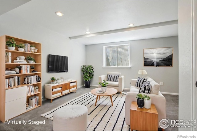 2136 3rd St SW Unit 3, Loveland, CO 80537 - living room featuring carpet, baseboards, and recessed lighting