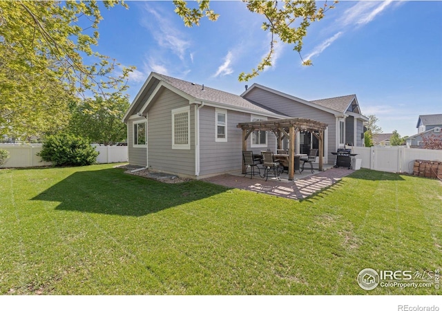 back of house with a pergola and a patio
