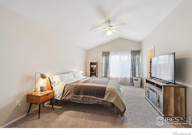 13106 Elizabeth St, Thornton, CO 80241 - carpeted bedroom featuring vaulted ceiling and a ceiling fan