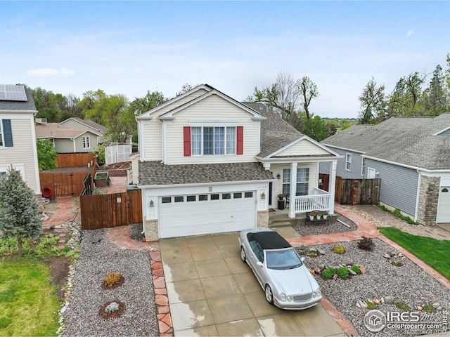 13106 Elizabeth St, Thornton, CO 80241 - view of front of house with an attached garage, concrete driveway, fence, and roof with shingles